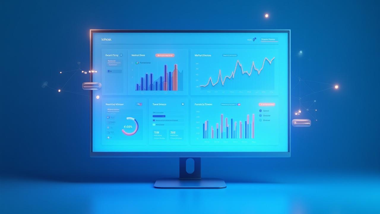Tableau de bord IA affichant des données de veille concurrentielle avec des graphiques et des alertes intelligentes